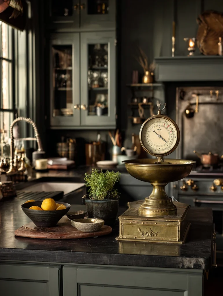 Witchy Kitchen Aesthetic Ideas: Vintage Scale as Counter Decor