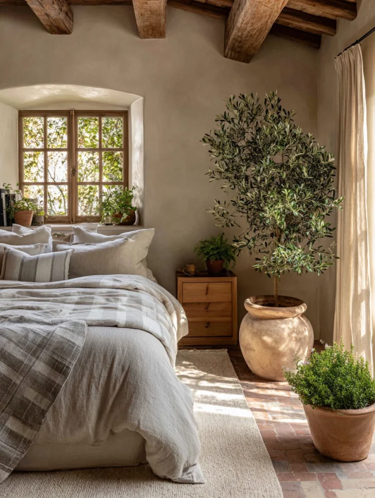 Aesthetic Italian Bedroom Ideas: Fresh Greenery and Olive Branches