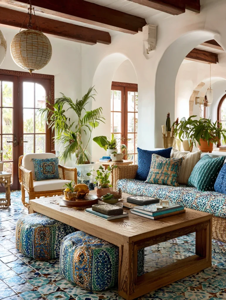Mediterranean Coffee Table Styling Ideas: Add Mediterranean Tiles as Decor
