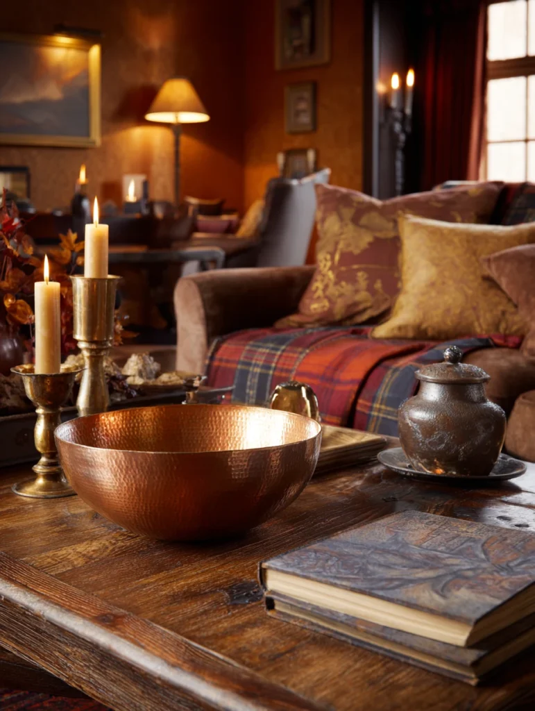 Scottish Coffee Table Styling Ideas: Style with Copper Accents for Warm Metallic Touches
