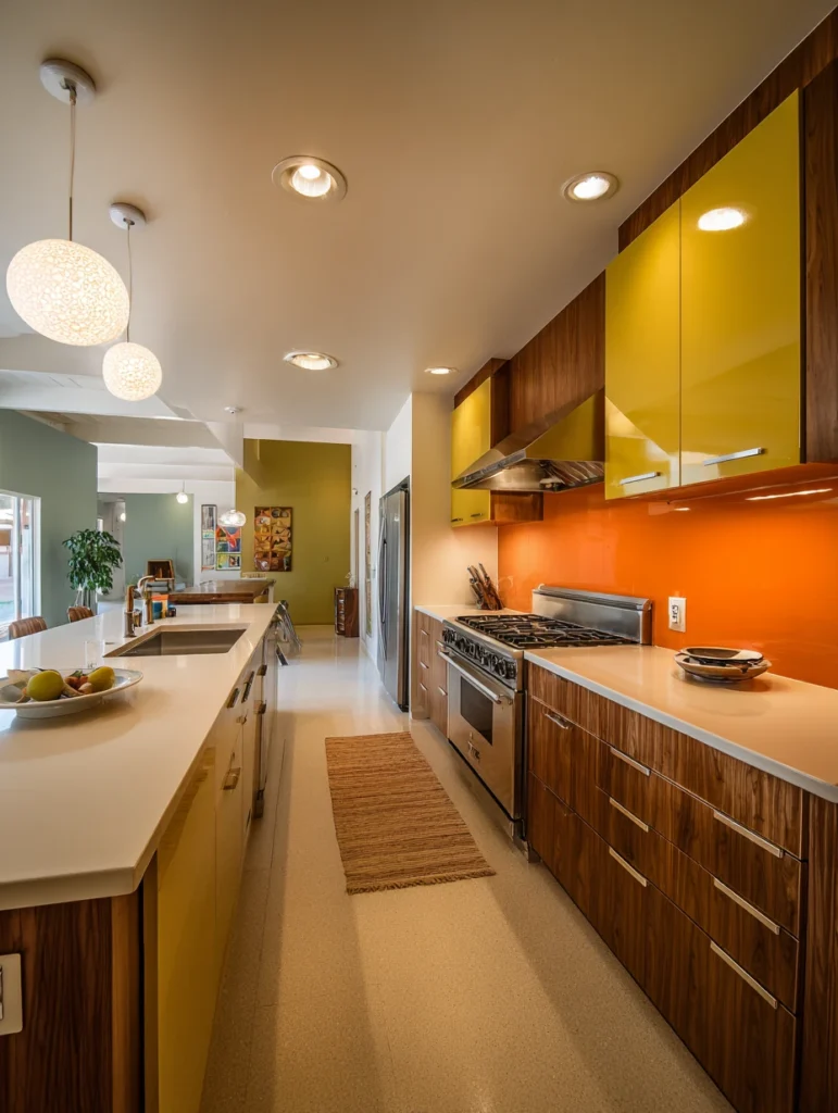 Mid-Century Modern Kitchen Ideas: Add a Colorful Accent Wall