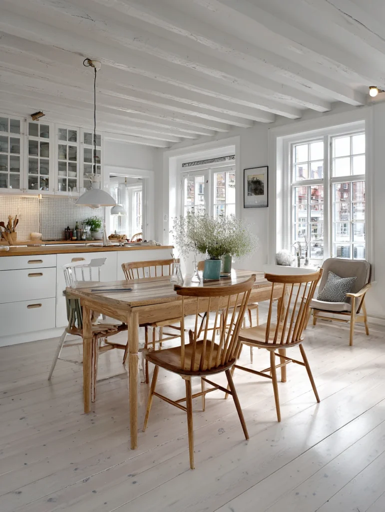 Stunning Swedish Kitchen Ideas: Simple Wooden Chairs