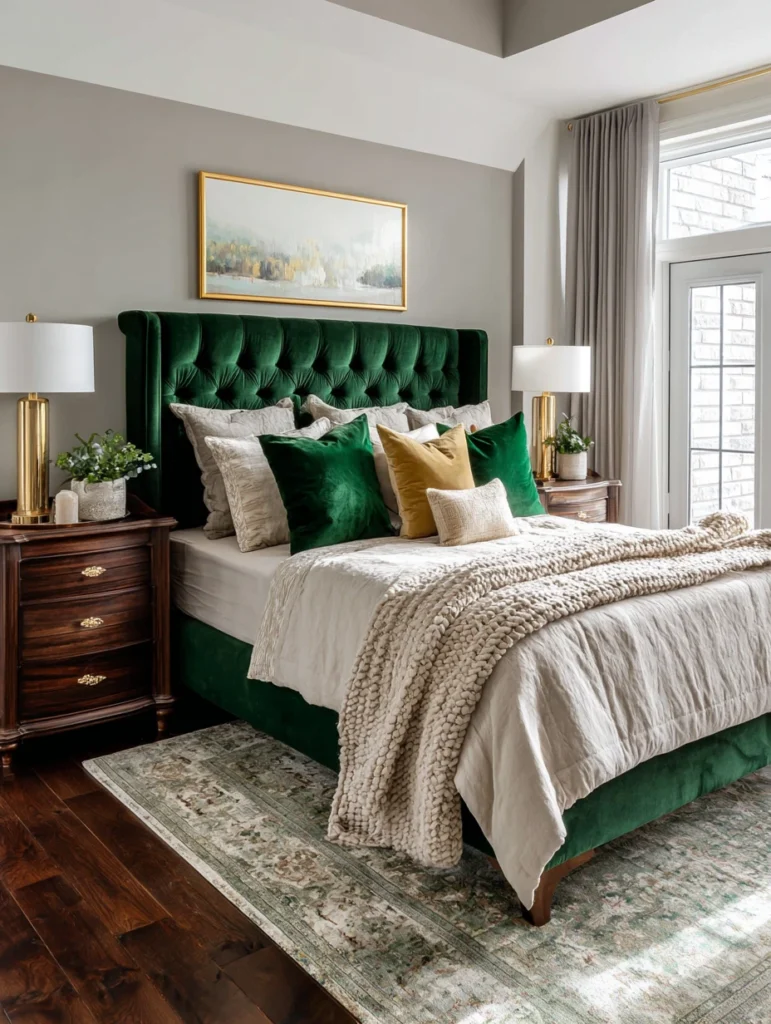 Aesthetic Scottish Bedroom Ideas: Velvet Upholstery