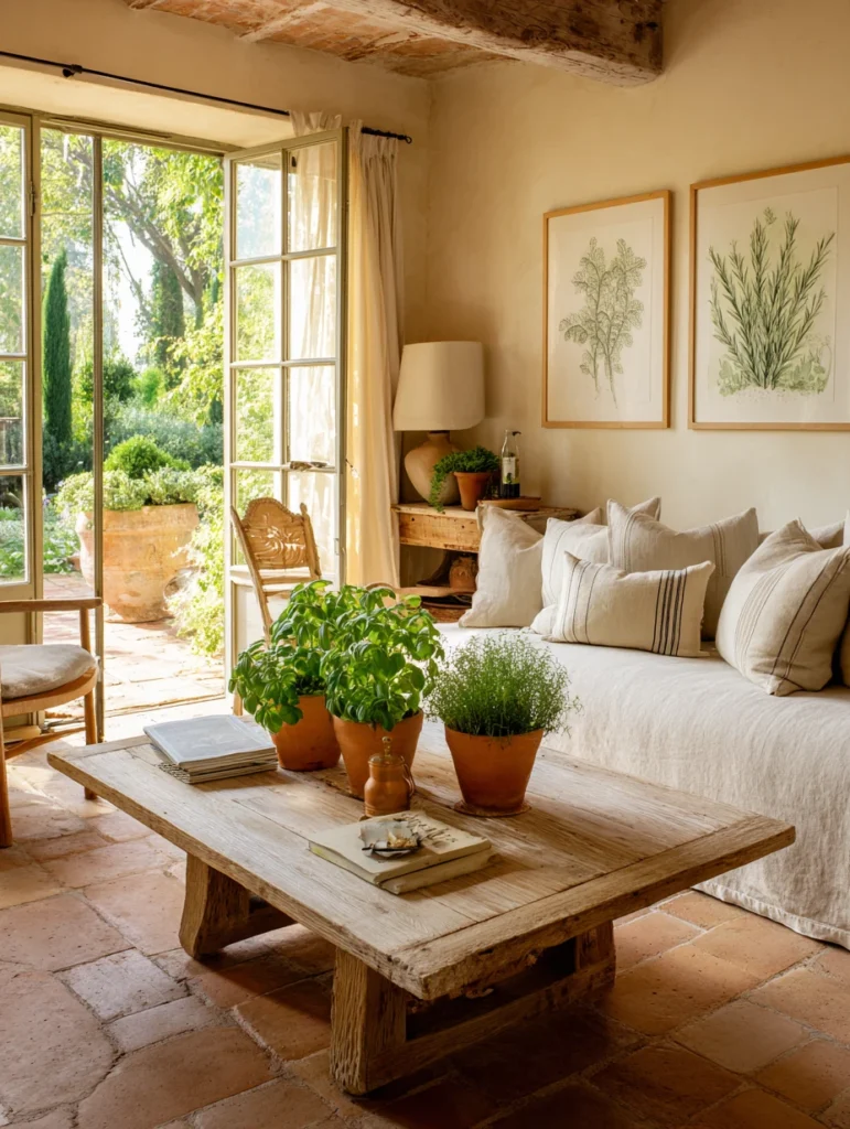 Italian Coffee Table Styling Ideas: Display Fresh Herbs in Small Pots