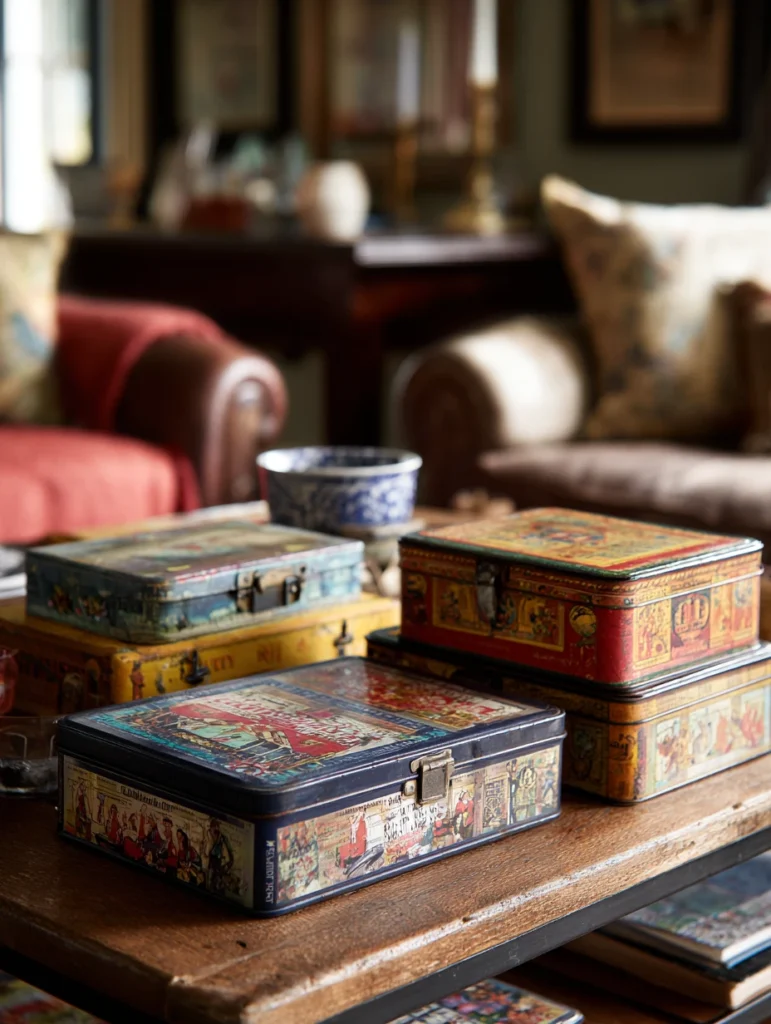 Scottish Coffee Table Styling Ideas: Use Vintage Metal Boxes for Hidden Storage