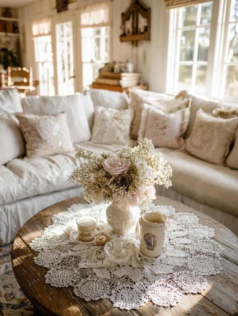Irish Coffee Table Styling Ideas: Layer Vintage Irish Lace Doilies