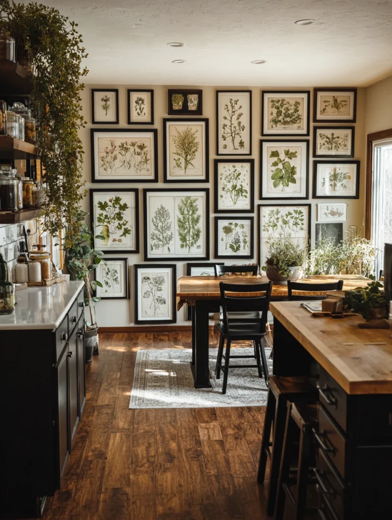 Witchy Kitchen Aesthetic Ideas: Botanical Prints and Herb Illustrations