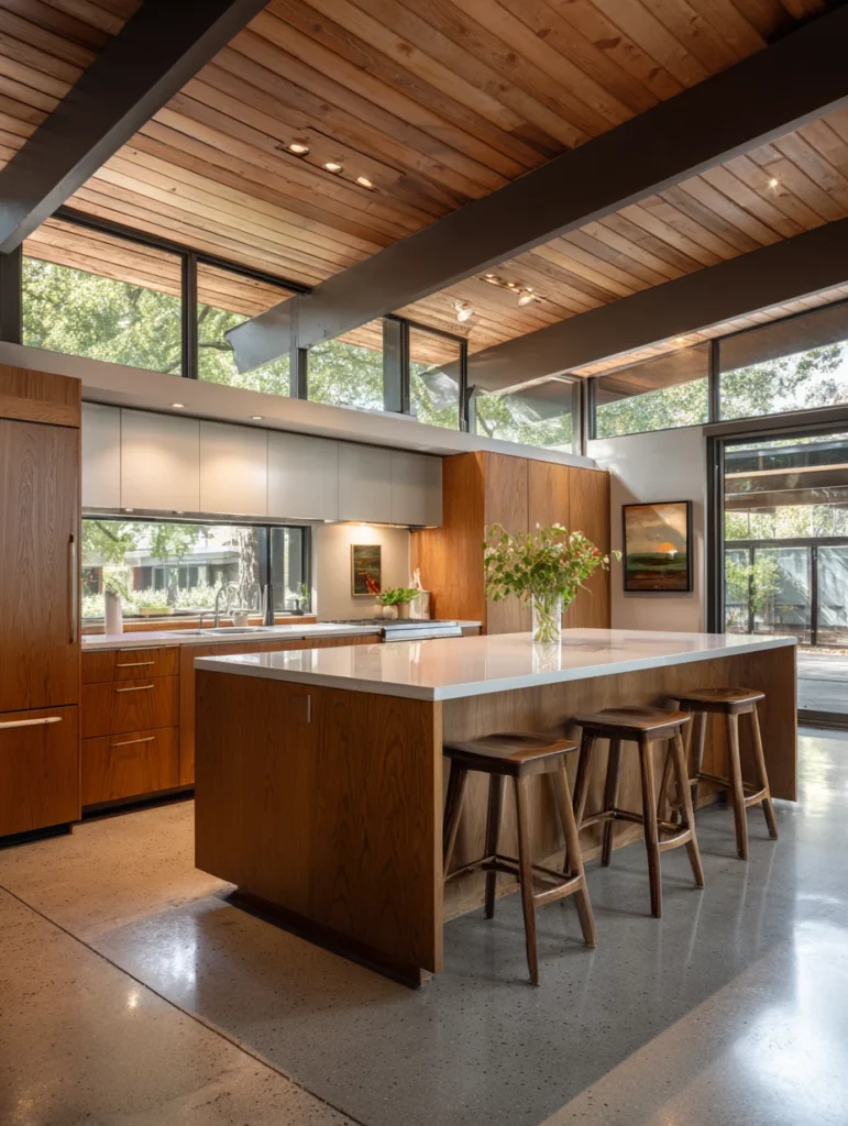 Mid-Century Modern Kitchen Ideas: Choose Open Base Cabinets