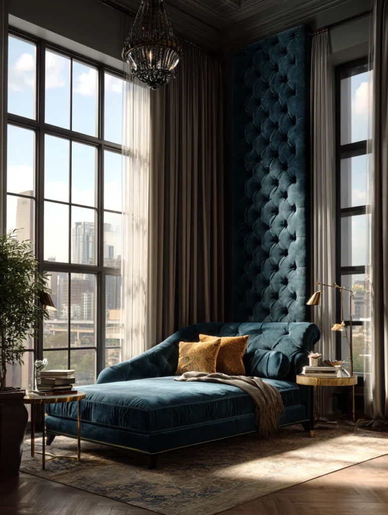 Modern Victorian Living Room Design Ideas: Choose a Statement Upholstered Headboard