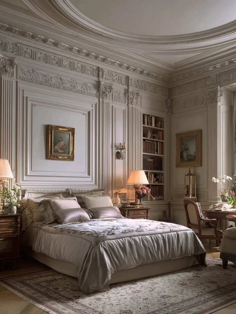 Aesthetic Italian Bedroom Ideas: Crown Molding and Architectural Details
