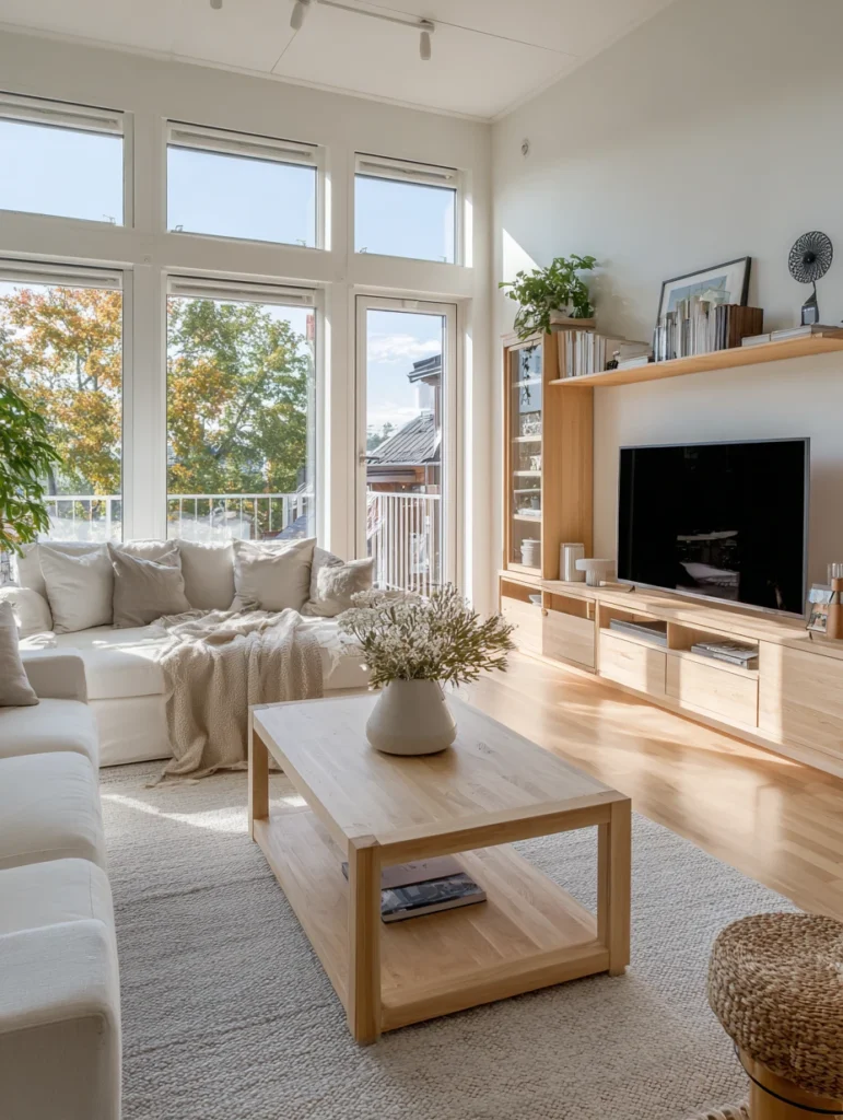 Stunning Swedish Living Room Ideas: Embrace Light Wood Tones