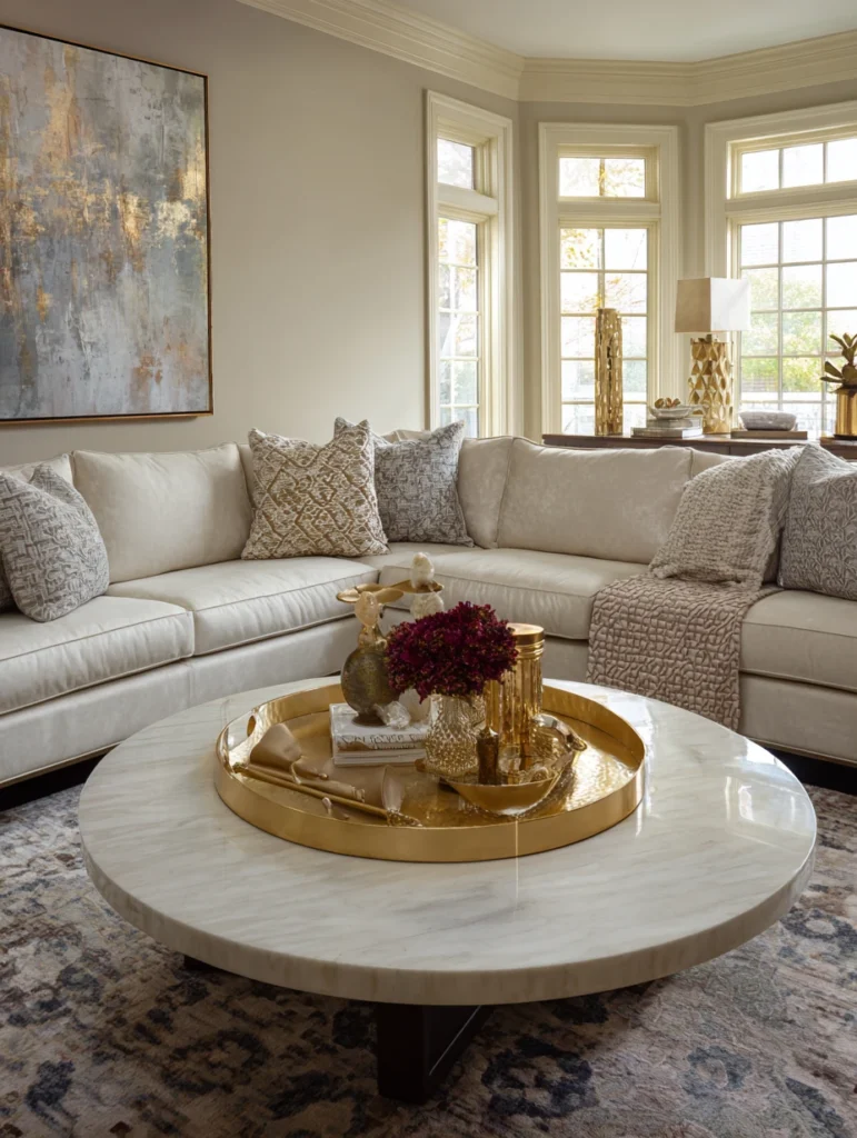 Elegant Round Coffee Table Styling Ideas: Anchor Everything with a Statement Centerpiece