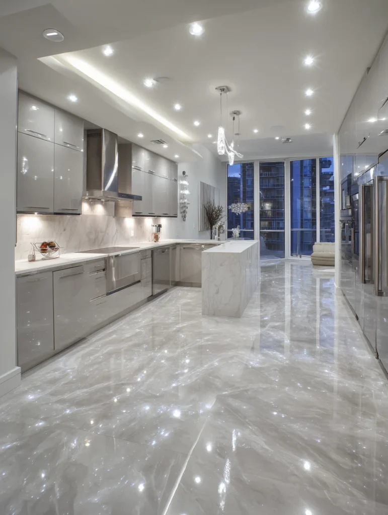 Stylish Kitchen Flooring Ideas: Epoxy Coating for Seamless Shine