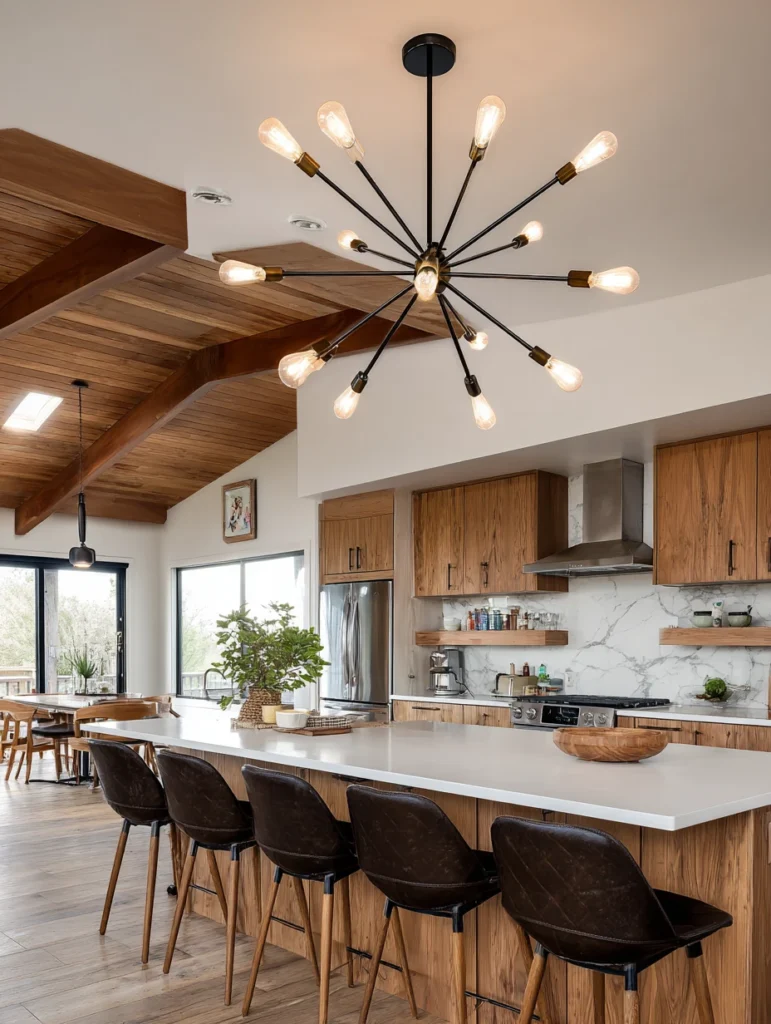 Mid-Century Modern Kitchen Ideas: Choose a Statement Light Fixture