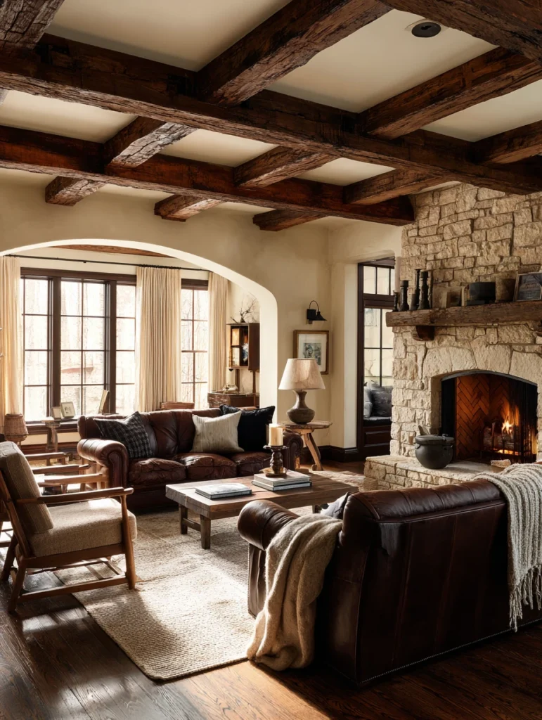 Aesthetic Scottish Living Room Ideas: Exposed Wooden Beams