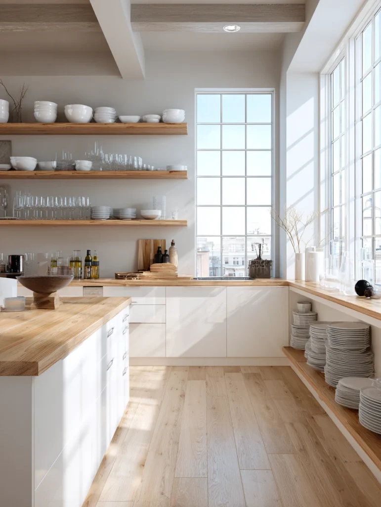 Stunning Swedish Kitchen Ideas: Open Shelving Instead of Upper Cabinets