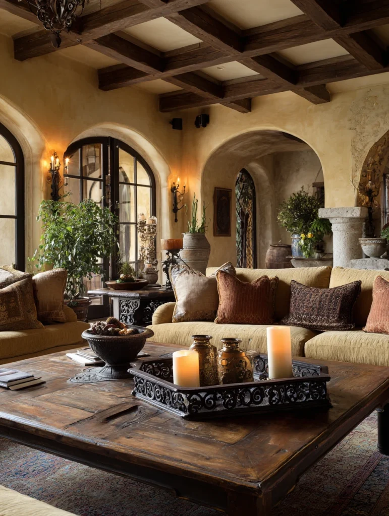Mediterranean Coffee Table Styling Ideas: Incorporate Wrought Iron Accents