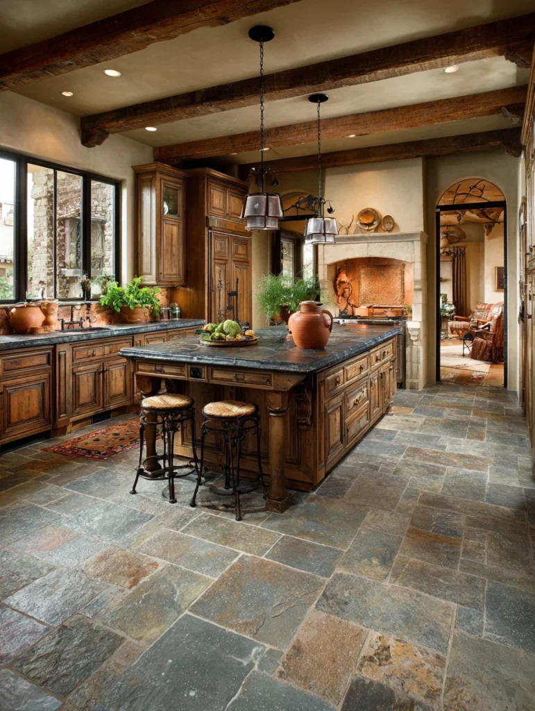 Stylish Kitchen Flooring Ideas: Natural Stone for Rustic Charm