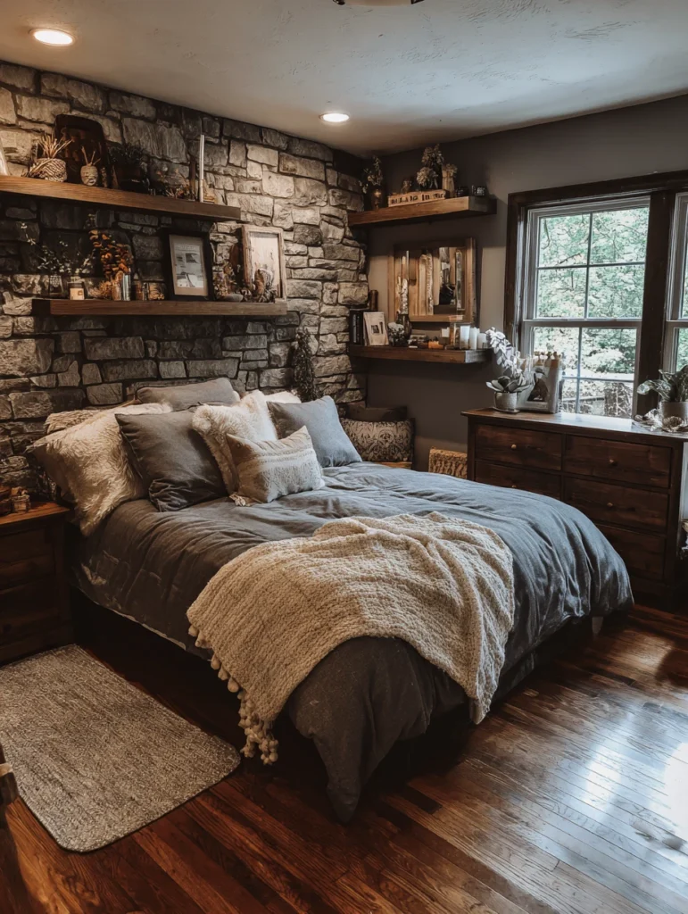Aesthetic Scottish Bedroom Ideas: Stone Gray Walls