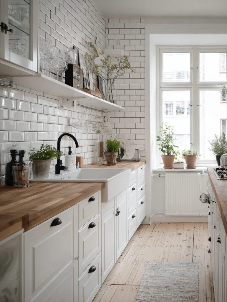 Stunning Swedish Kitchen Ideas: Subway Tile Backsplash