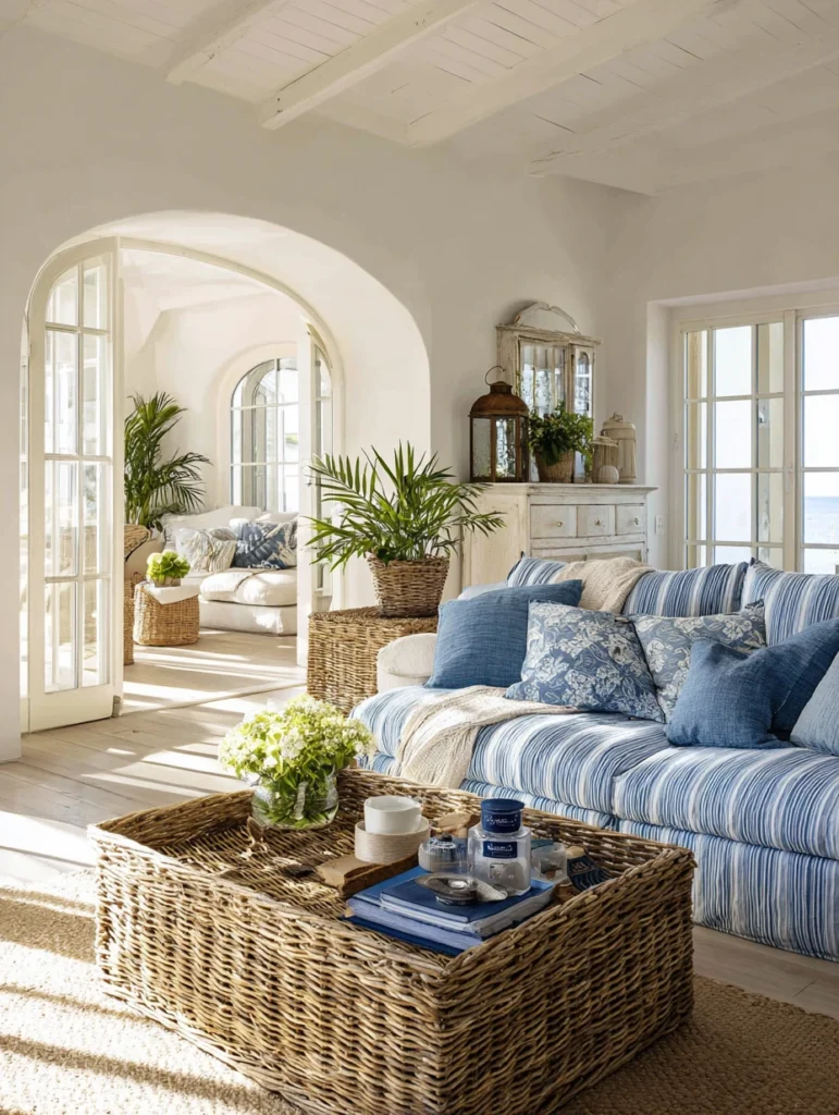 Italian Coffee Table Styling Ideas: Use Woven Wicker Trays for Organization