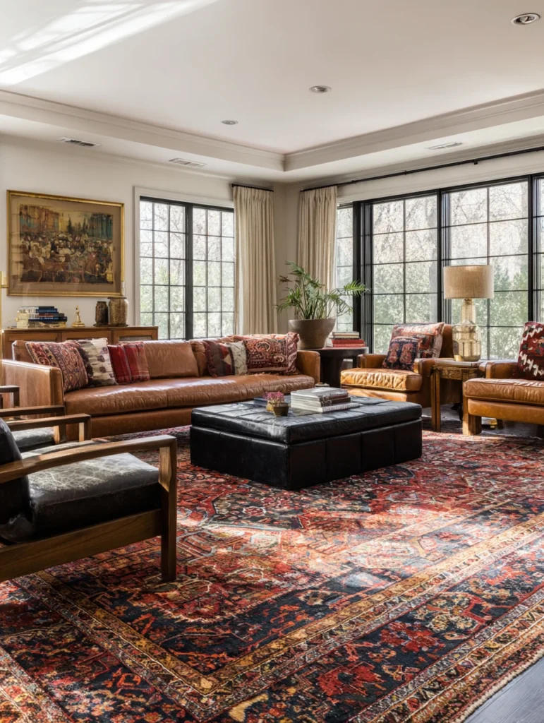 Aesthetic Italian Living Room Ideas: Layer Persian or Oriental Rugs for Depth and Pattern