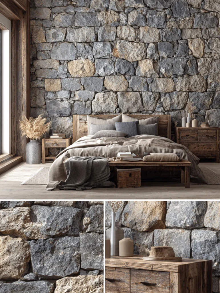 Aesthetic Irish Bedroom Ideas: Incorporate Natural Stone Accents for Rustic Authenticity