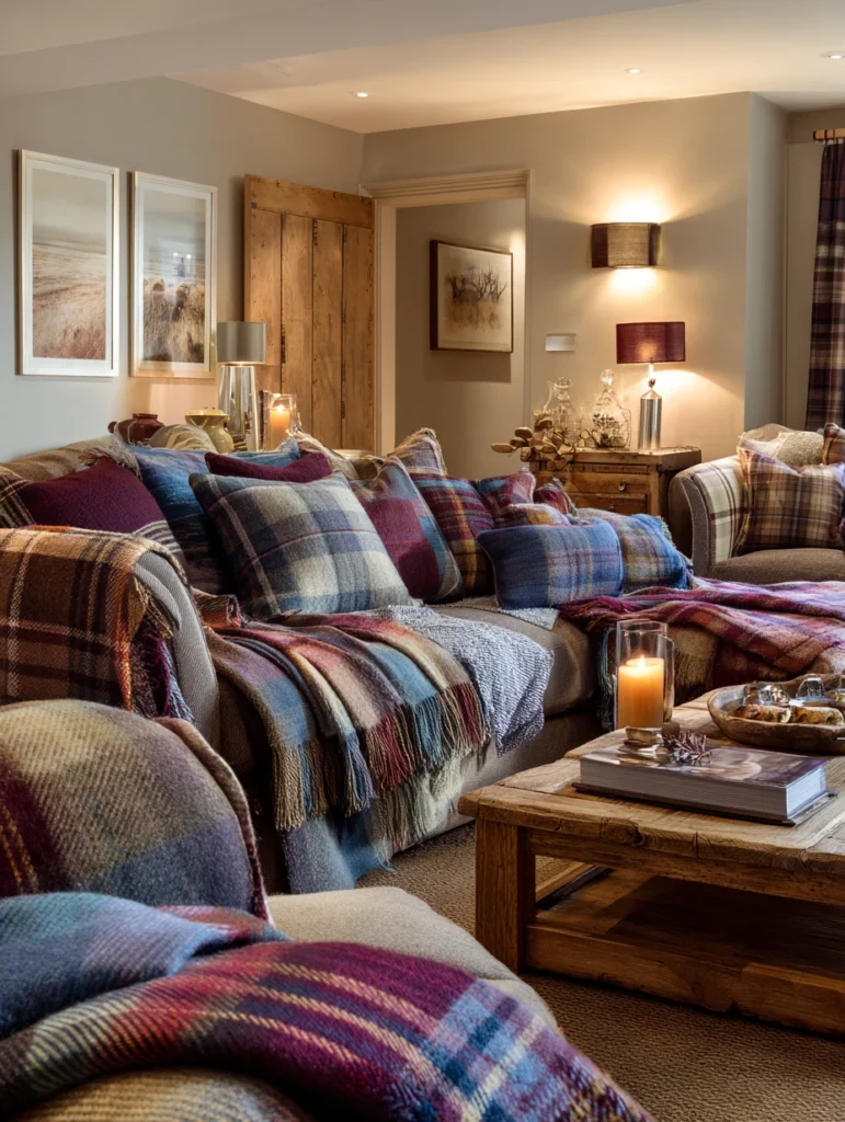 Aesthetic Scottish Living Room Ideas: Wool Throws and Blankets