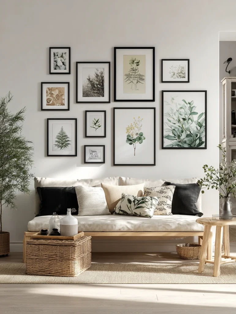 Stunning Swedish Living Room Ideas: Create a Gallery Wall with Black Frames