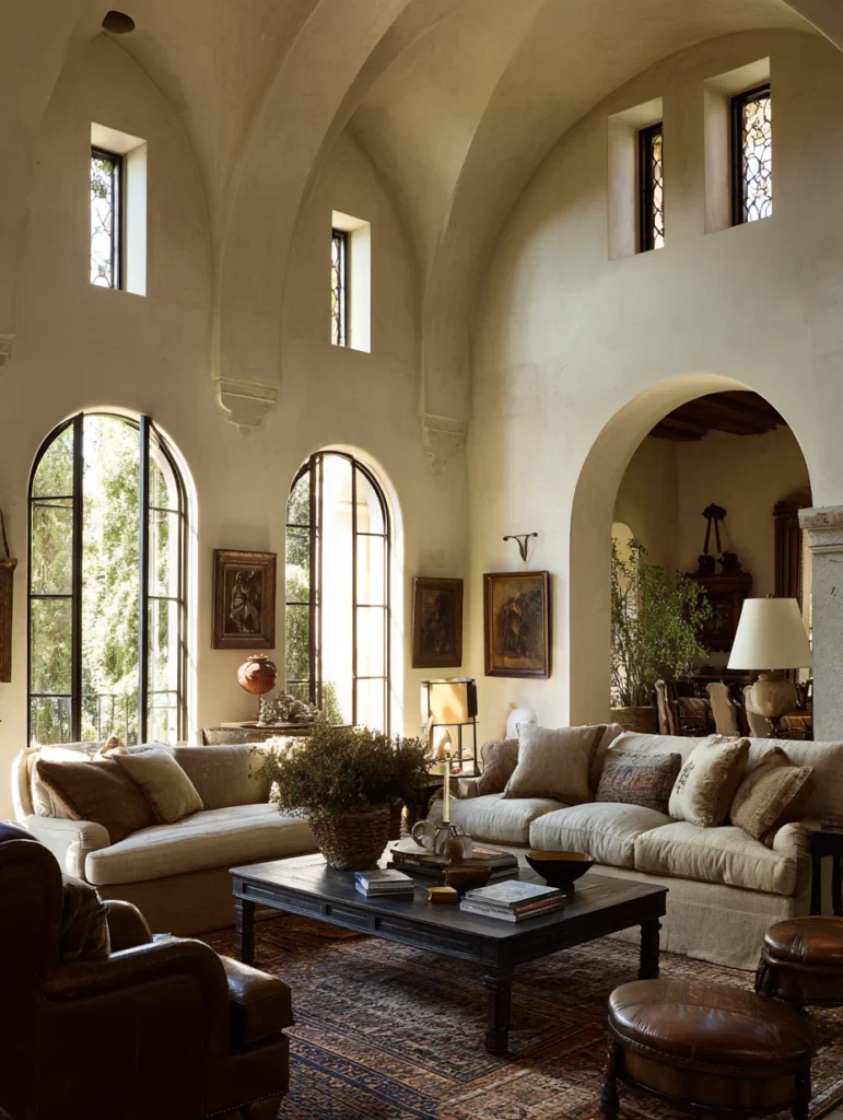 Aesthetic Italian Living Room Ideas: Install Arched Doorways or Windows for Architectural Interest