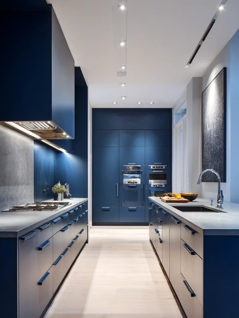 Navy Blue Kitchen Cabinet Ideas: Matte Navy Finish for Modern Edge
