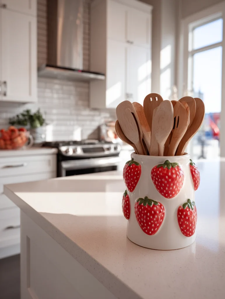 Strawberry Kitchen Decor Ideas: Strawberry Utensil Holder
