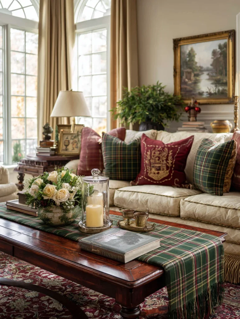 Irish Coffee Table Styling Ideas: Incorporate Tartan Fabric Accents