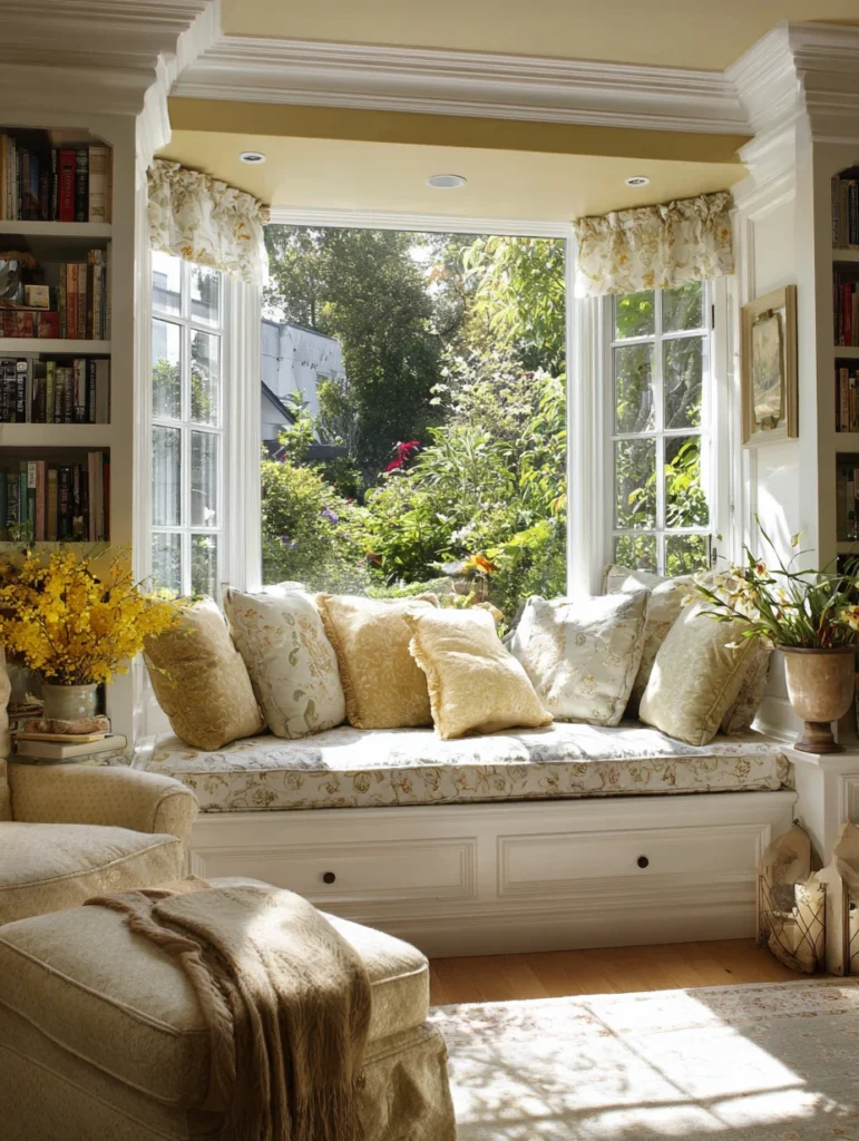 Aesthetic Irish Living Room Ideas: Cozy Window Seat with Storage
