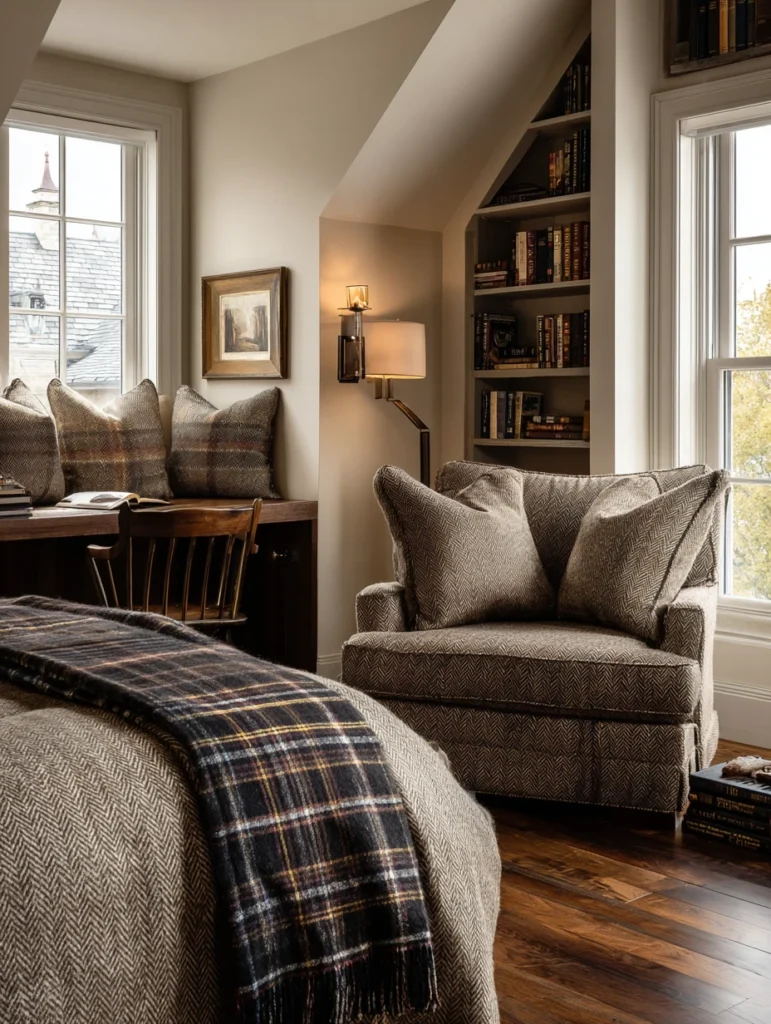 Aesthetic Scottish Bedroom Ideas: Harris Tweed Accents