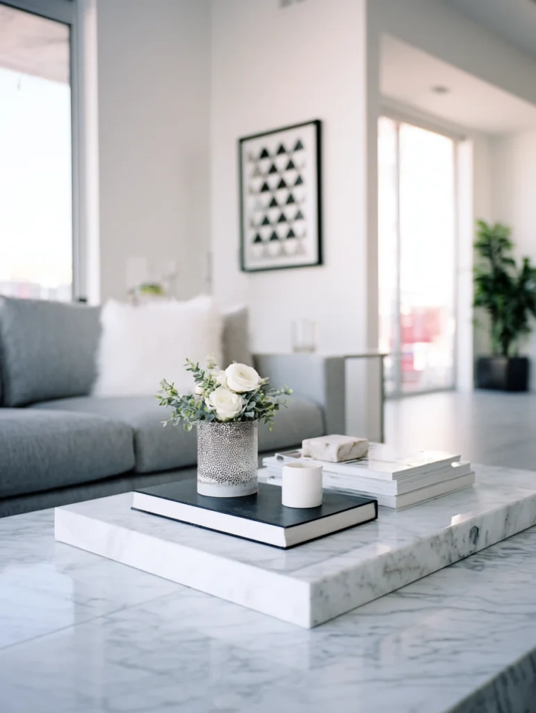 Italian Coffee Table Styling Ideas: Layer Marble Coasters