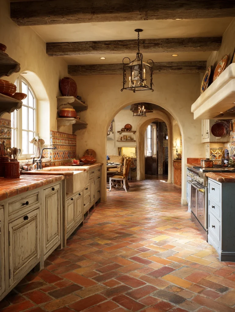 Stylish Kitchen Flooring Ideas: Terracotta Tiles for Mediterranean Warmth