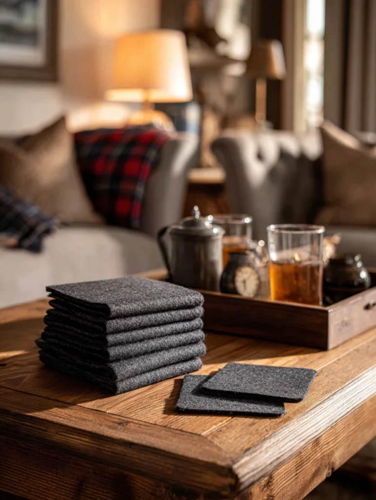Scottish Coffee Table Styling Ideas: Incorporate Wool Felt Coasters