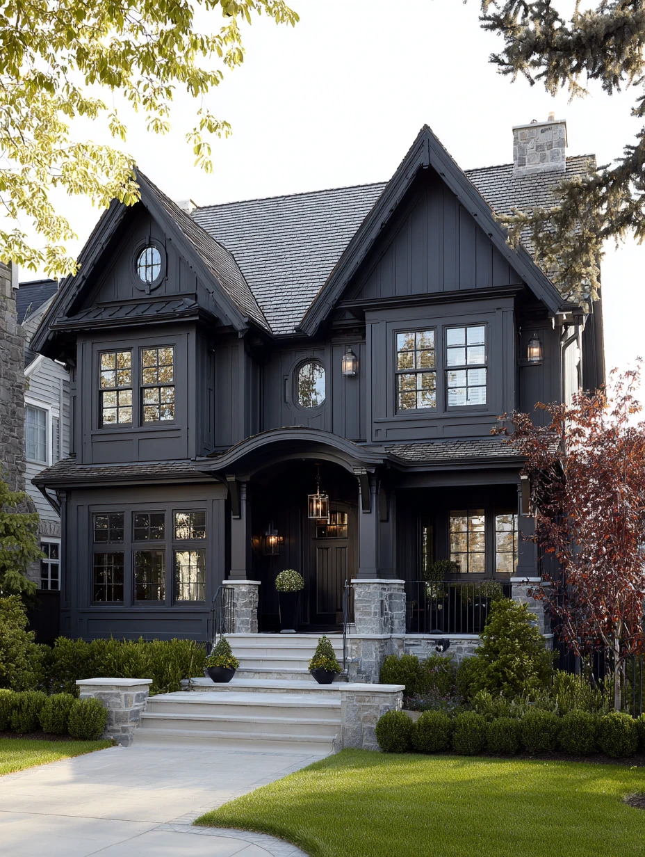 Dark Exterior House Color Schemes