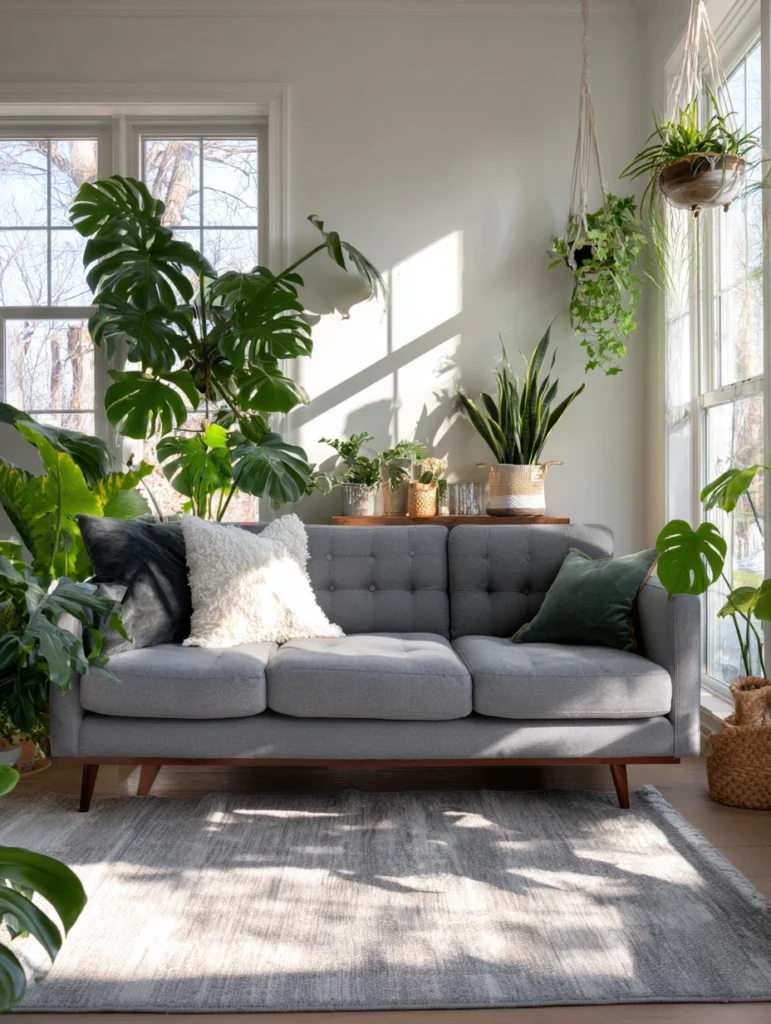 Grey Couch Living Room Ideas: Bring Nature Inside
