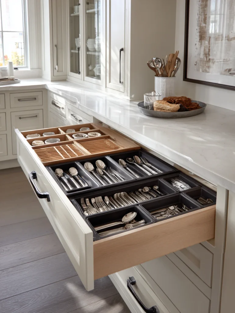 Elegant Kitchen Ideas: Organized Drawer Systems