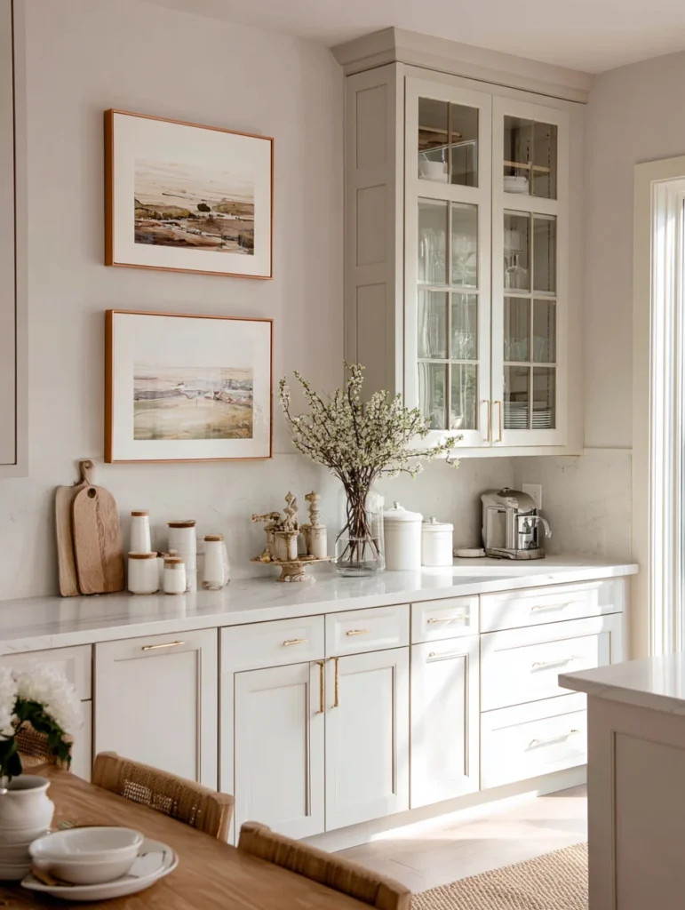 Rose Gold Kitchen Ideas: Rose Gold-Framed Wall Art in the Kitchen