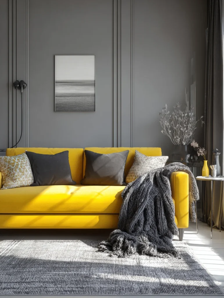 Yellow Couch Living Room Ideas: Go Gray for Modern Sophistication