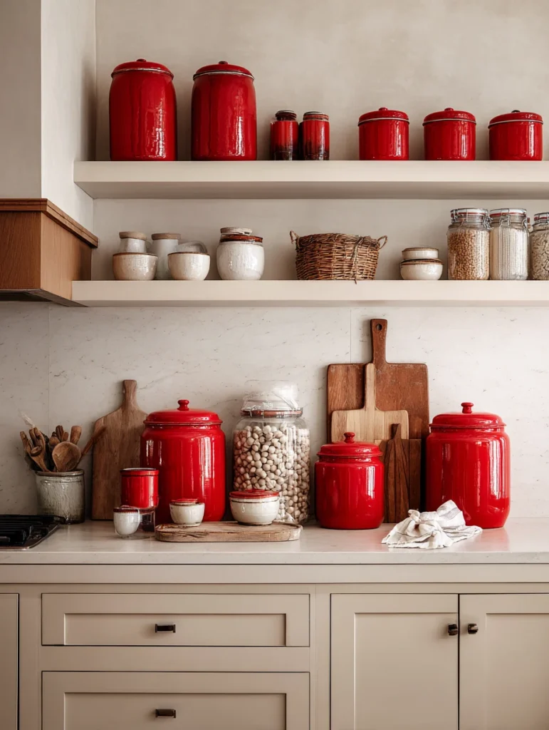Red Kitchen Decor Ideas: Red Kitchen Canisters and Storage Jars
