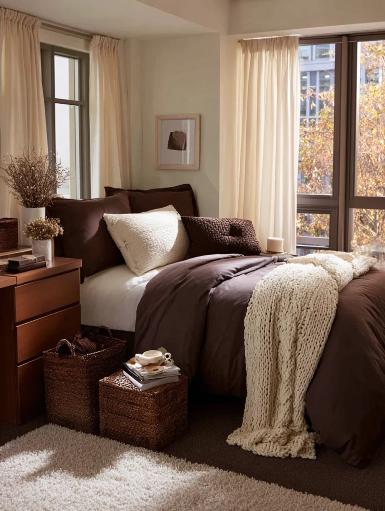 Dorm Room Color Ideas: Chocolate Brown and Ivory
