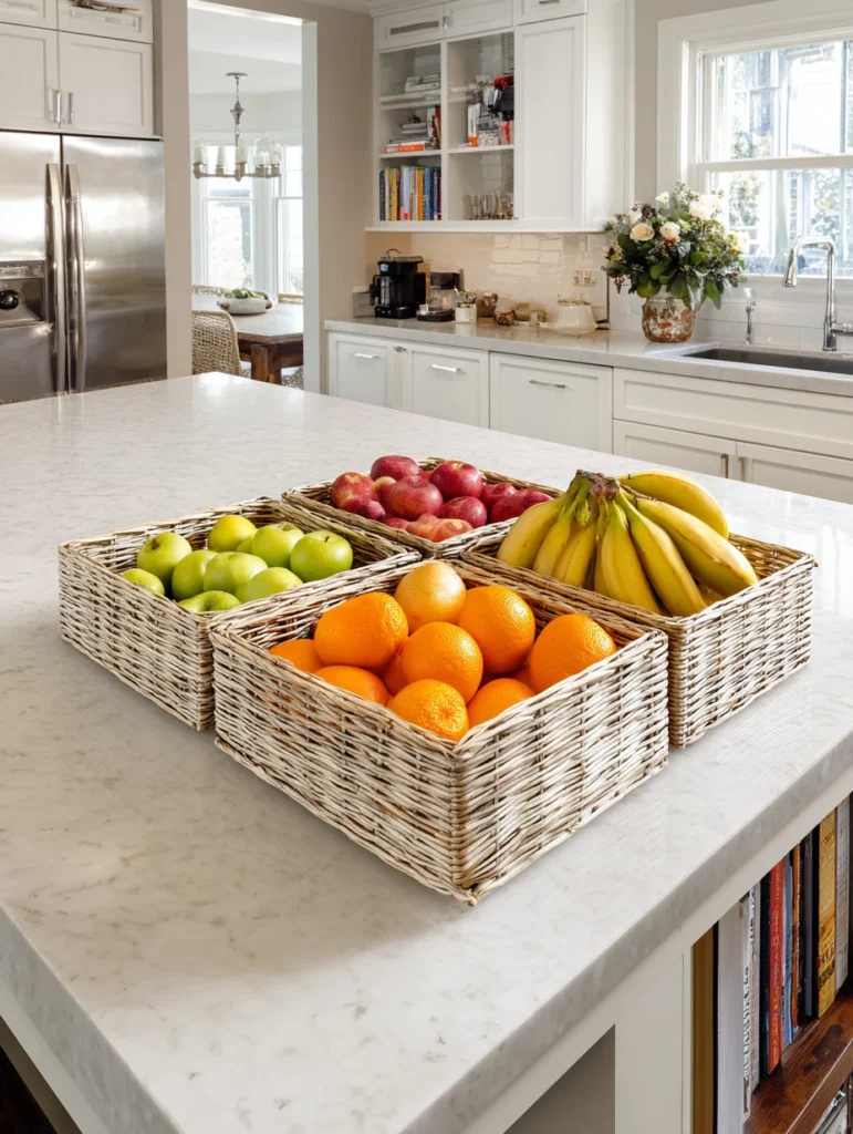 Creative Fruit Basket Ideas for Your Kitchen: Divided Sectional Basket
