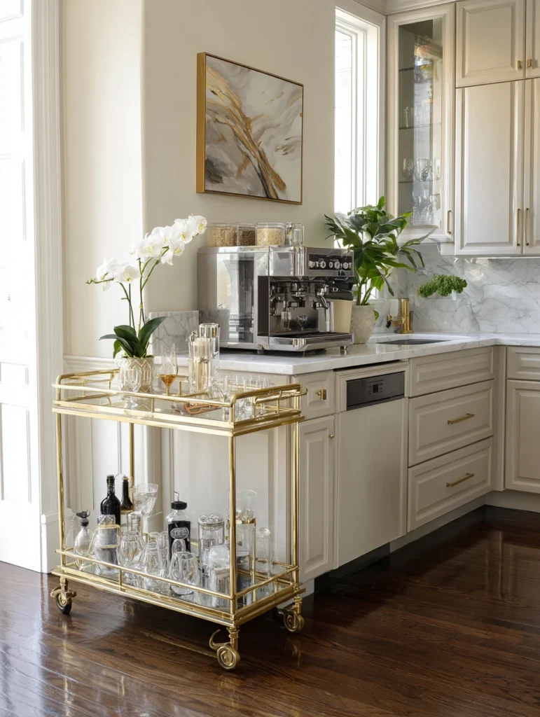 Elegant Kitchen Ideas: The Bar Cart or Coffee Station