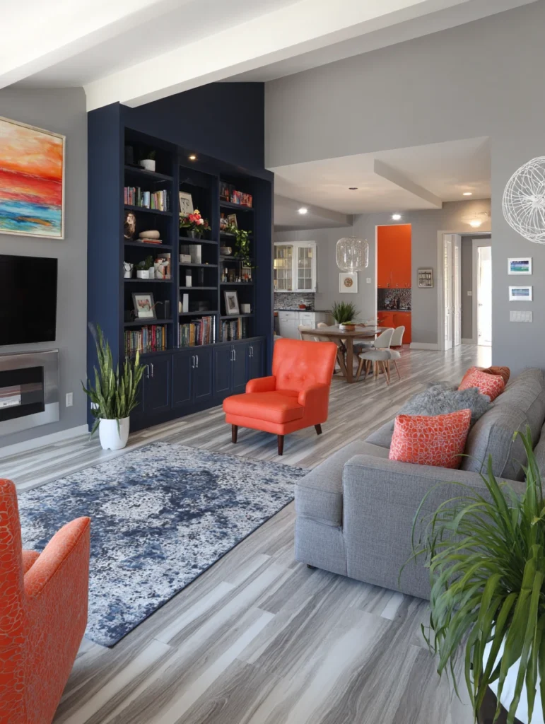 Grey Flooring Living Room Ideas: Define Spaces With Color Blocking