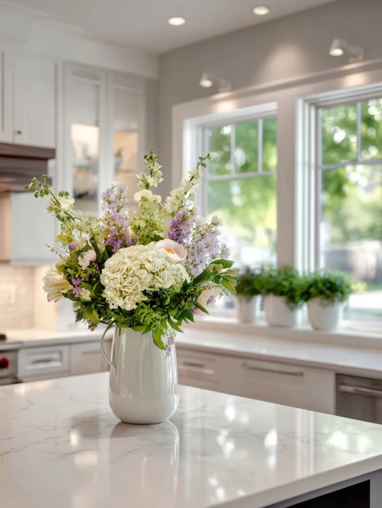 Elegant Kitchen Ideas: Fresh Flowers and Greenery