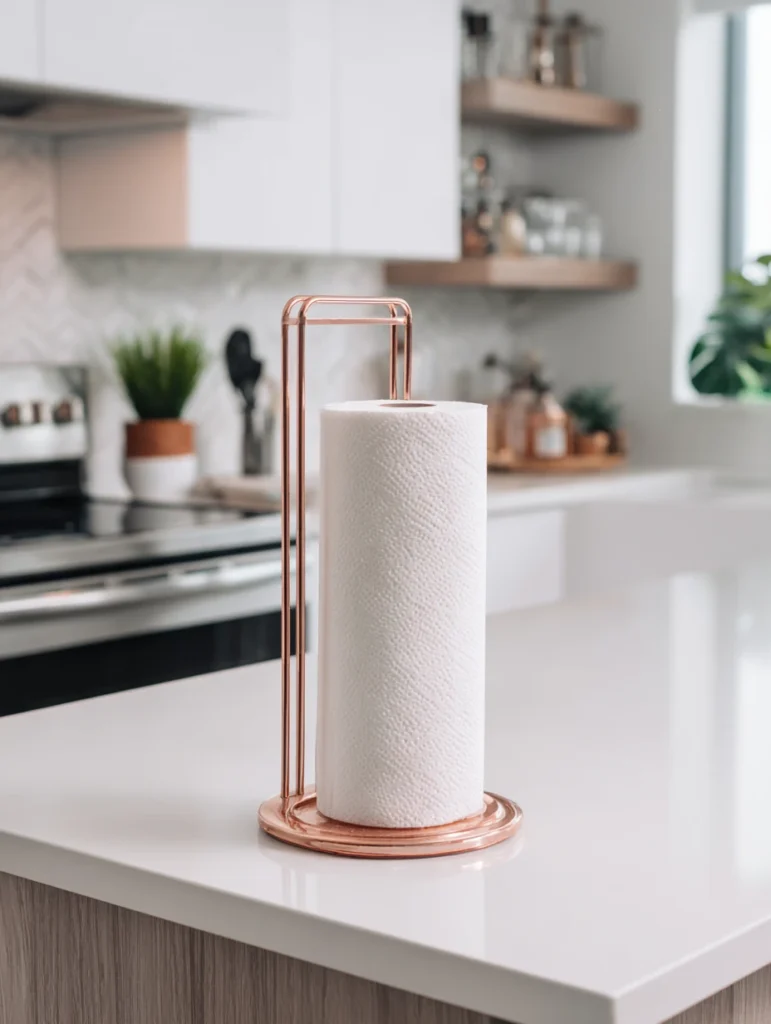Rose Gold Kitchen Ideas: Rose Gold Paper Towel Holder You Don’t Hide